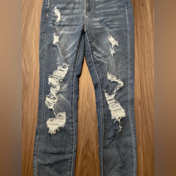 SO Blue Vintage Ankle Skinny High Rise Distressed Jeans size 9 - Picture 4 of 6